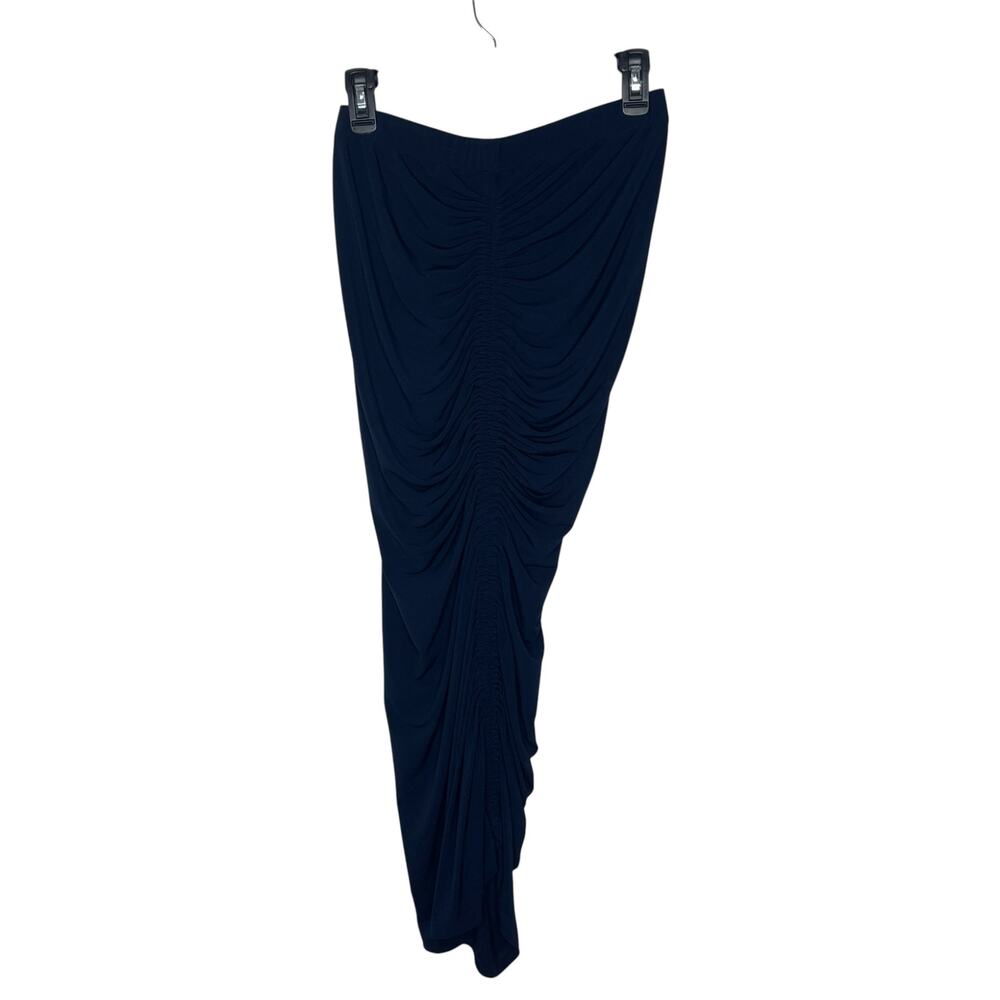 Planet Womens Maxi Skirt 2 L US 10 Navy Blue Ruched Jersey Stretch Made in USA